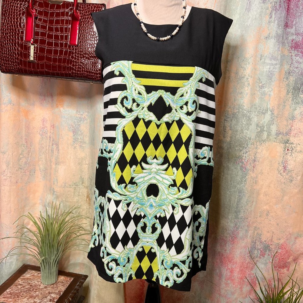 πAngel Biba 70s Style Sleeveless Shift Dress - Picture 1 of 13